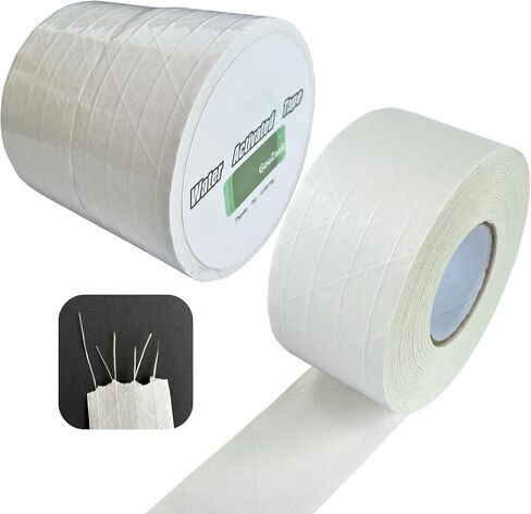2 Rolls Reinforced Water Activated Tape,3" x150ft(50yds) Per Roll,White Gummed Kraft Paper Tape with Strong Fiberglass,Adhesive Surface is Sticky When Wet.Suit for Packing Boxes. in Saudi Arabia
