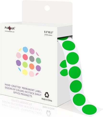PARLAIM 1/2 Inch Circle Sticker Labels,1000 Stickers Round Color Coding Circle Dots Stickers,Roll Dot Stickers Label for Office Home Office(Yellow) in Kuwait