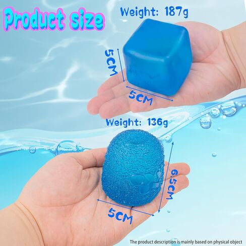 Stress Cube Squishy Balls - Slow Rising Stress Balls Stretchy Fidget Ice Cube for Anxiety Stress Relief, Gel Filled Sensory ice Cube Squishy Ball Toys for ADD/ADHD Kids Adults (Cube,Ellipsoid) in Kuwait
