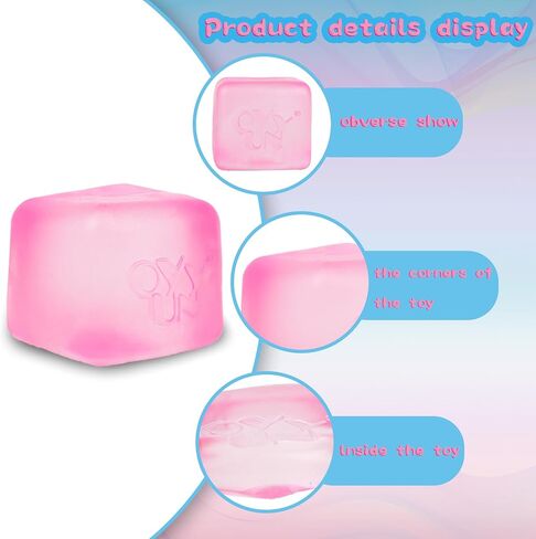 Stress Cube Squishy Balls - Slow Rising Stress Balls Stretchy Fidget Ice Cube for Anxiety Stress Relief, Gel Filled Sensory ice Cube Squishy Ball Toys for ADD/ADHD Kids Adults (Cube,Ellipsoid) in Kuwait