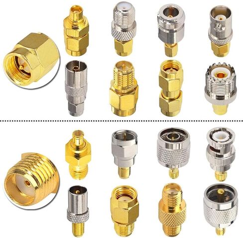 SMA Connectors Kit SMA Adapter Kit SMA Male Plug to UHF PL259 SMA RP-SMA BNC MCX TV N F Type SMB TNC Male Female RF Coax Connector Nickel Gold Plated Connector Set 10PCS in Kuwait