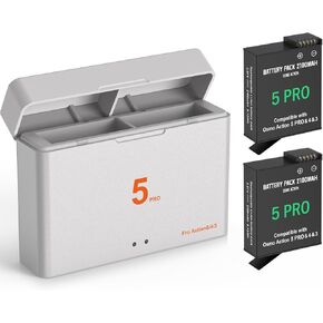 Upgraded 2-Pack Action 4 3 Batteries with Charger Hub, 1850mAh Rechargeable Battery Compatible with DJI Osmo Action 3/4 Extend Battery Accessories(Black)
