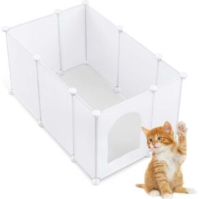 Marsui Extra Cat Cat Strater Box splasse splash Guard 31.5 × 20 × 15.7 بوصة DIY مربع القمامة الجدار درع سهل النظيف الكلب مربع العلبة الخفيفة الوزن البلاستيكية لمعظم صناديق القمامة