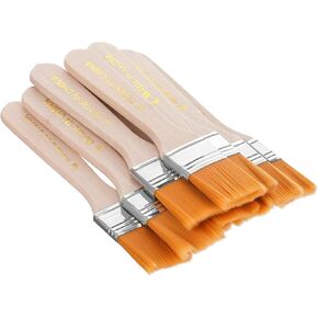 12 PCS 1 Inch Paint Brush, Flat Paint Brushes Soft Nylon Bristle with Wood Handle Art Watercolor Painting Brushes for Acrylic Painting Staining for Oil Canvas Gesso Wall Cabinets Fences