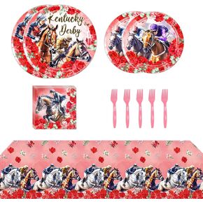 Kentucky Derby Party Supplies Derby Day Day Plate Dessert Plate Fackin Table مجموعة Racing Day Horse Horse Decoration