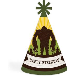 نقطة كبيرة من السعادة Sasquatch Crossing - قبعات حفلة عيد ميلاد سعيد للأطفال والكبار - مجموعة من 8 (الحجم القياسي)