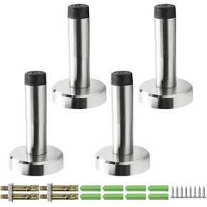 SANATO 4 Pcs Stainless Steel 3 inch Heavy Duty Wall Mounted Door Stopper Satin Nickel