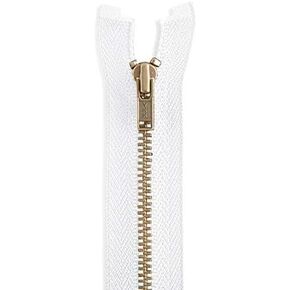 14" Antique Brass Jacket Zipper White 14 inch Zip for Sewing Craft