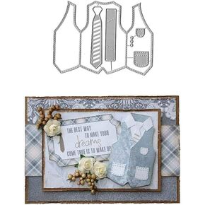 Metal Clothing Cutting Dies, Cutting Die Men's Clothes Metal Cutting Dies Vest Tie for Men for DIY Scrapbooking Embossing Photo Album Decorative Paper Craft Card Making Supplies Decor,Scrapbooking