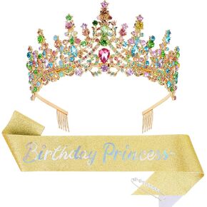 مجموعة Cieher Crown و Sash و Pearl Pin - هدايا عيد ميلاد للأصدقاء والزخارف ولوازم الحفلات