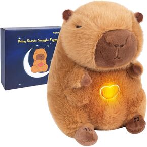 تهدئة تكبب Capybara Plush ، وتهدئة التنفس Capybara محشوة حيوان للقلق البالغين والأطفال ، والكابيبارا ، مع حركة التنفس الواقعية وموسيقى الأضواء (د)