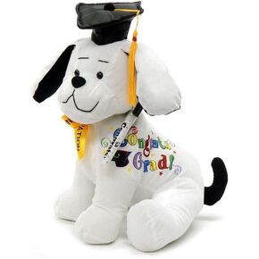 YMCtoys - Graduation Autograph Stuffed Dog - Words : Congrats Grad! (10.5inches)