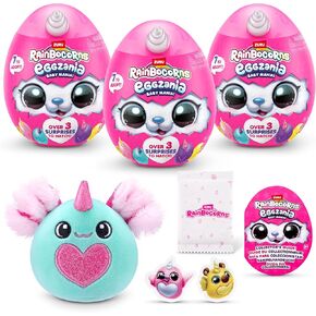 Mainbocorns Eggzania Baby Mania by Zuru ، Plush Surprise Unboxing مع لعبة الحيوانات الناعمة ، للفتيات (3 عبوات)