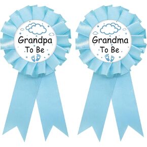 Nighttime Sky Grandma to Be Tinplate Badge Pin, Cloud Grandpa to Be Pin, Gender Reveal Button for New Grandparents, Blue Rosette Grandma Award Ribbon, Twinkle Star Baby Shower Party Favors