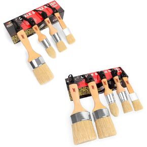 مجموعة فرشاة الطلاء 9pc - فرش فرش الخشور الطبيعية لطلاء الأثاث ، والخطوط والشمع - تشمل 6 فرش صغيرة و 3 فرش شمعية كبيرة - متوافقة مع طلاء طباشير آني سلون ، والطلاء المعدني فيوجن