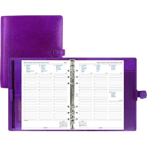 منظم Filofax Finsbury ، حجم A5 ، Raspberry-الجلود التقليدية الحبيبية ، ست حلقات ، مذكرات تقويم أسبوعية ، متعددة اللغات ، 2025 (C025371-25)