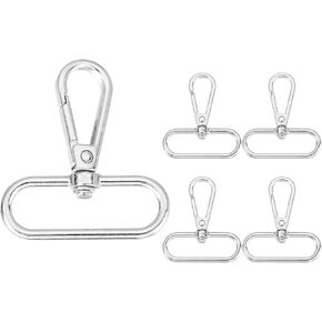 uxcell 5pcs دواريف دوارة السنانير ، مقاطع محفظة دوارة ، 1.5 "id x 1.89" طول 360 درجة من المشابك المسبقة المذهلة لربط جراد البحر لمحفظة مفاتيح حافلة DIY ، Silver