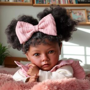 Babeside LifeLike Reborn Baby Baby Dolls Black ، 20 بوصة واقعية فتاة سوداء واقعية حديثي الولادة واقعية طفلة طفلة دمى فينيل وقطعة قماش مع مربع هدايا مجموعة التغذية للأطفال الأعمار 3+