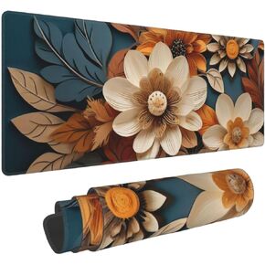 Gaming Mouse Pad, Large Non-Slip Rubber Base Mousepad, Keyboard Mouse Mat, Desk Pad with Stitched Edges, 31.5x11.8inch,Floral in Kuwait