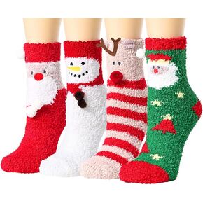 Zmart Fuzzy Animal Love Heart Pattern Socks for Women Girls Colorful Indoors Striped Fluffy Slipper Socks