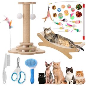 25 PCS KITTEN Starter Kit للقطط الداخلية تشمل POST CAT SCRECKING POST ، سرير SISAL SCRANCHER ، فرش ، مقص الأظافر ، الكرات للقطط الداخلية الإكسسوارات ترحيب هدية