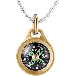 MecArmy Titanium/Brass Mini Compass, Pocket Compass Hiking Survival, Small IPX5 Waterproof Hiking Compass Keychain, Special Compass Necklace, Survival Hiking Gear for Women Men