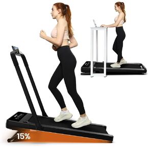 Treadmills for Home with 15% Auto Incline, 2 in 1 Foldable Treadmill with Remote Control, Incline Under Desk Walking Pad Treadmill with HIIT Modes, Low Noise Folding Treadmill