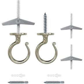 Heavy-Duty Ceiling Hook for Multiple Surfaces - Supports 40 lbs, Versatile for Wood, Concrete & Drywall, Easy Install (2, Black)