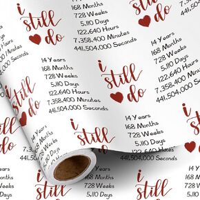 Ruspepa 10th Anniversary Paper Paper Roll for Tin Wedding - 17 Inges × 16.4 قدم - ما زلت نمطًا على ورق متين للذكرى العاشرة وحفل زفاف القصدير والمناسبات الخاصة