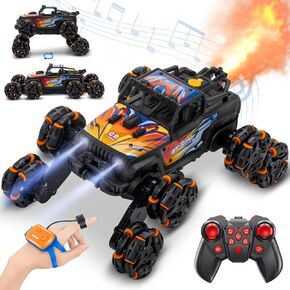 Remote Control Car 8 Wheels Gesture Sensing RC Stunk Jeep Car Double Sided 360° Rotating Monster Truck Car Toys for Boys Girl 6 7 8 12 13 Spray Music Light Birthday Ideas for Kids