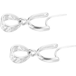 UXCELL 2PCS 925 sterling الفضة الكفالة قرصة ، 12 مم قلادة قلادة قلادة الموصل بكفالة قرصة المشبك بكفالة للمجوهرات صنع لوازم القلادة DIY ، الذهب ، الذهب