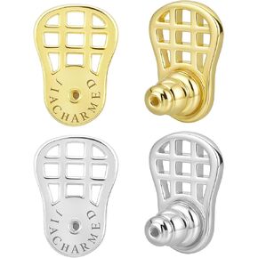 Earring Backs, 4PCS Durable Mesh-Shape Earring Backs Replacements for Droopy Ears Locking Earring Lifter Backs for Heavy Earrings Large Earring Support Backings for Studs, 18K Gold