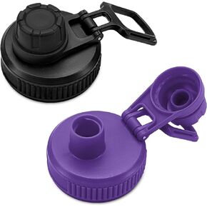 Spout Lid for Hydro Flask Wide Mouth Sport Water Bottles,2 Pack Replacement Lids for Most 12,14,16,18,20,22,32,40,64oz Wide Mouth Water Bottles with Handle Easy to Carry (Black2) in Kuwait
