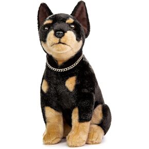 لعبة واقعية Deberman Dog Plush Toy - محاكاة 12 "دافعة Doberman Noble Pet Dog محشو بالحيوانات طراز جرو ، مجموعة هدايا فريدة من نوعها لعيد ميلاد الأطفال ، ديكور المنزل