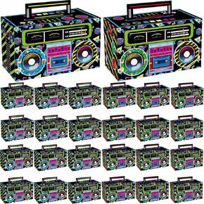 24pcs 80s 90s حفلة جديدة لحفل الصناديق الازدهار إلى صناديق الهدايا الراديو الرجعية في الثمانينات من القرن الماضي