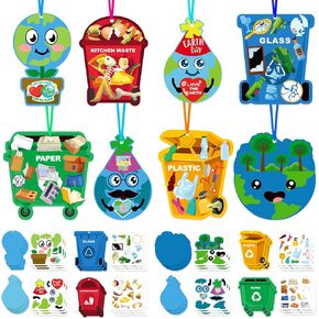 Howaf 24 Pack Happy Earth Day DIY Craft الحلي ، اصنع مجموعات فنية يوم الأرض الخاصة بك للأطفال.