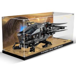 علبة عرض الأكريليك لـ Lego Dune Atreides Royal Ornithopter 10327 مجموعة بناء - مربع عرض للنموذج المستوحى من الكثبان الرملية (مربع فقط ، لا نموذج) ، لوحة أكريليك صافية مع خلفية قاعدة ومرسو
