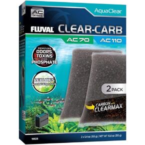 Fluval - Clear-Carb for AC70/AC110 Power Filter, 10.8 oz / 310 g, 2-Pack – Improves Fish Health, for Use in Freshwater & Saltwater Aquariums