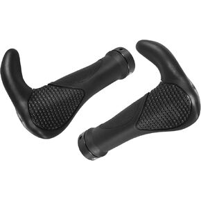 BUCKLOS Single Lock-on Bike Handlebar Grips Ergonomic Mountain Bicycle Handle Grips Anti-Slip Shock-Absorbing Handle Bar Grips with Aluminum Locking Ring for MTB, BMX, Scooter, Folding Bike