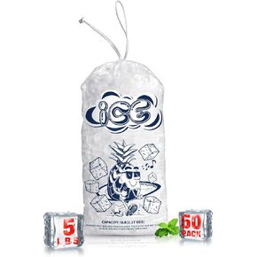 50 Pack Ice Bags 05 lb with Drawstring, Heavy-Duty Ice Bags for Ice Machine(2 Mils Thickness)