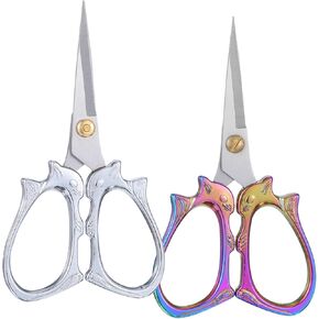 2 PCS مقص تطريز خمر خمر السنجاب الصغيرة على شكل قاطع حاد من الفضة من الفولاذ المقاوم للصدأ مقصات جميع الغرض خياطة مقص يدوي الصنع أداة DIY للأعمال التطريز الإبرة