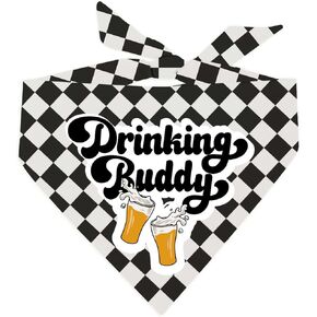 شرب Buddy Brewery Funny Dog Bandana (B & W Checkered ، OS 2 FC)