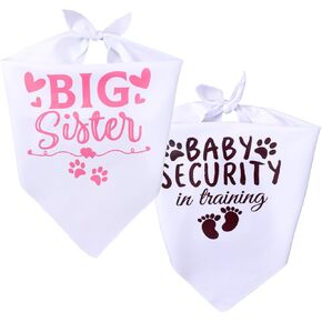 2PCS Dog Bandana Entarancy Pregnancy Big Sister Dog Scarf Securit