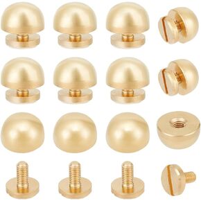 UNICRAFTALE 16pcs Metal Round Metal Studs Screw Back Rivets Handbag Purse Feet Flat Head Screws Buttons Studs Buckle for Leather Bag Totes DIY Craft