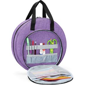 CURMIO Embroidery Bag, Portable Carrying Bag for Embroidery Project and Cross Stitch Tools Kits Supplies, Bag ONLY, Purple (Patented Design)