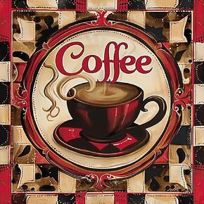 Pigpigboss Coffee Diamond Painting بأرقام للبالغين ، لوحة فنية من الماس 5D ، خطاب القهوة مجموعة نقاط الماس لزخارف جدار المطبخ المبتدئين (12 × 12 بوصة)