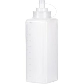Condiment Squeeze Bottle Wide Mouth, 800ml 27oz Clear Squeeze Bottles with Cap Lids for Chunky Sauces, Resin, Crafts, Food Grade,Square Shape