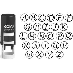 ختم أبجدية A-Z مخصص في Monogram Monogram أسود طوابع مطاطية تحبر الختم الأولي Colop Mini Stamper 12 مم