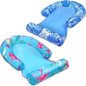 2 Pack Adult Pool Float Chair with Leg-Rest, Versatile Inflatable Pool Lounge Chairs Raft: Anti-Slip Mesh Floating Noodle Water Chair for Lakes & in-Pool Seats