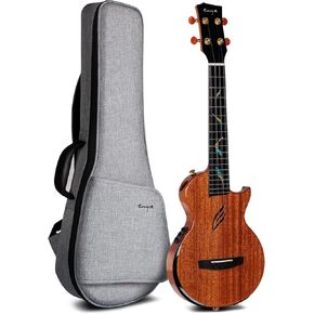Enya Taimane Moon Signature Tenor Ukulele All Solid Mahogany 26" Black Ukelele with Built-in AcousticPlus Pickup Bundle with Gig Bag and Strap(EUT-Moon BK EQ)
